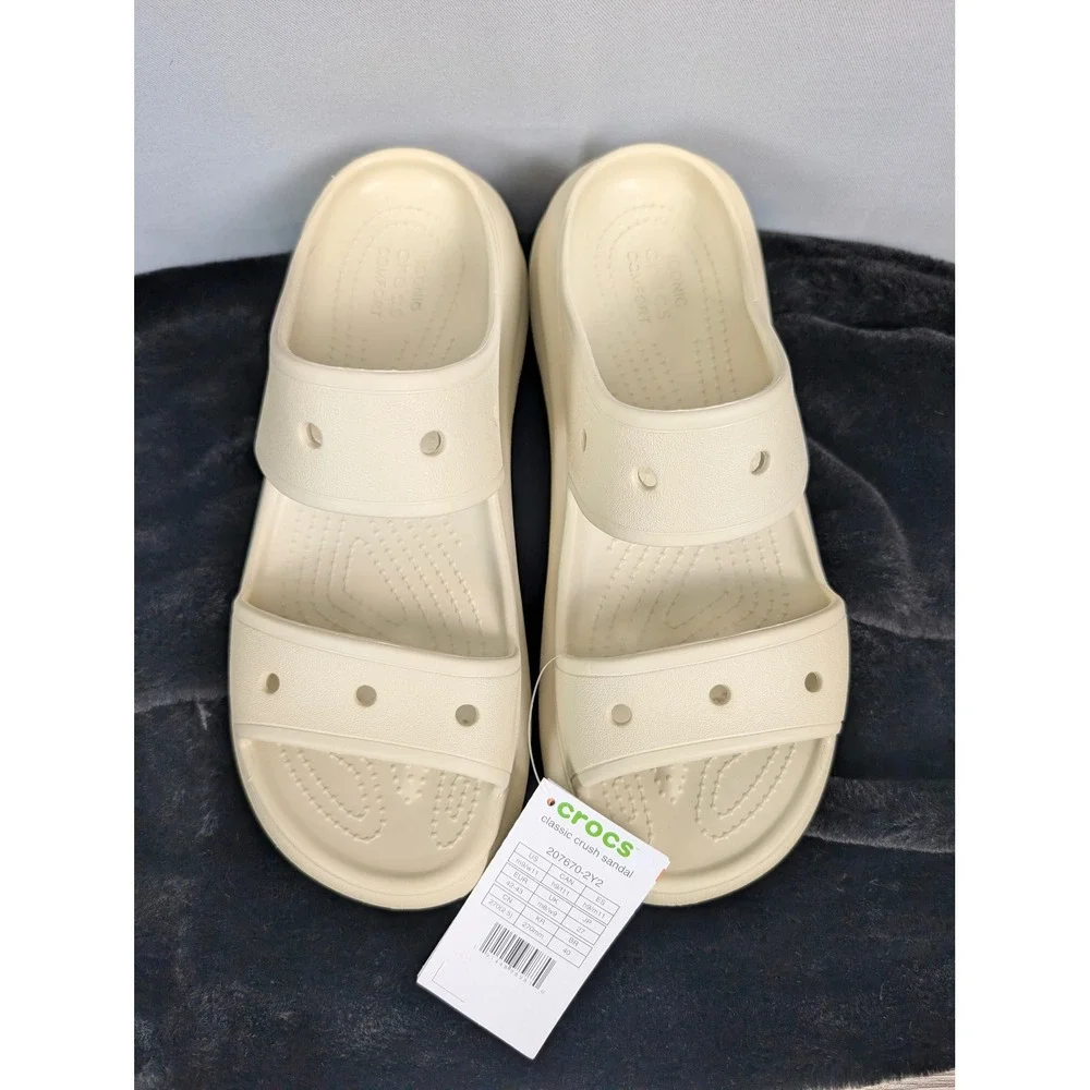 Crocs Classic‎ Crush Sandal Women SZ-11 Men SZ-9 Bone New Platform Slide